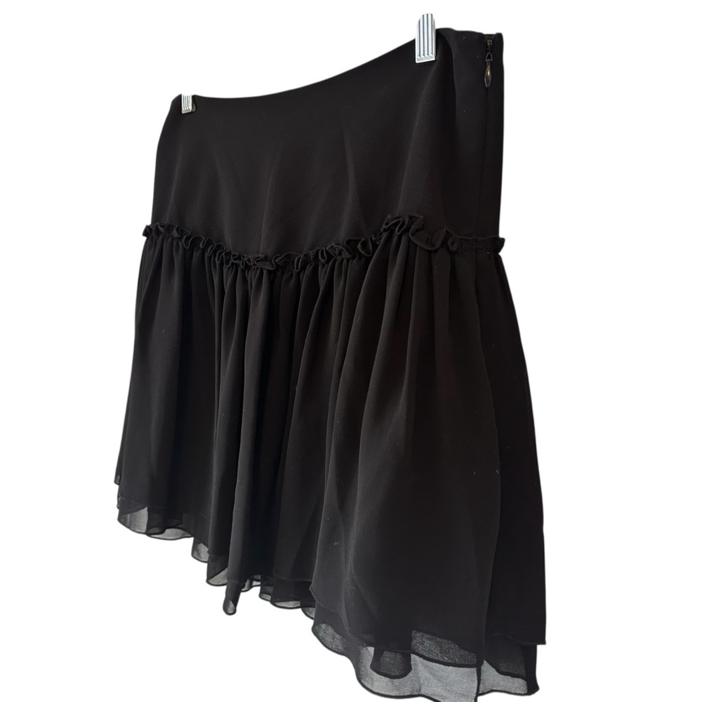 NWT Banana Republic Black Shirred Dropwaist Lined Tiered Ruffle Mini Skirt, 10 - Picture 3 of 9